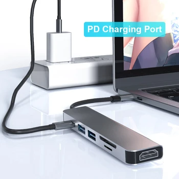 C tipo HDMI-compatibleHub USB C PD 87W Dock USB 3.1 Splitter USB-C Maitinimo Pristatymo Reikmenys 