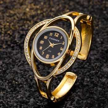 CANSNOW Relogio Feminino Mados Aukso Žiūrėti Moterų Bangle Apyrankės, Laikrodžiai Prabangus Nerūdijančio Plieno Ponios Laikrodis Moterų Laikrodis