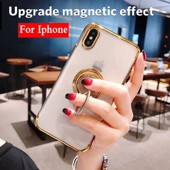 Case For iPhone 8 7 6 6s Plius Magnetinis Žiedas, Stovas Automobilio Savininkas TPU Padengti Apsaugine Atveju Visas Telefono 