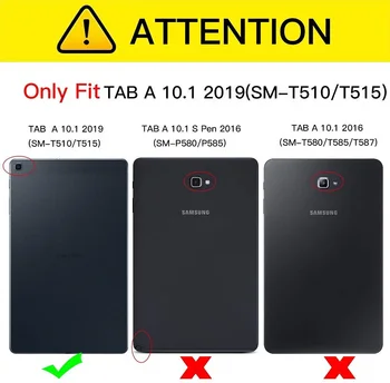 Case for Samsung Galaxy Tab 10.1 2019 Atveju Apversti Stovėti T510 T515 Atveju Galaxy TAB 10.1 2019 Smart Cover Kietajame KOMPIUTERIO Korpuso Atveju