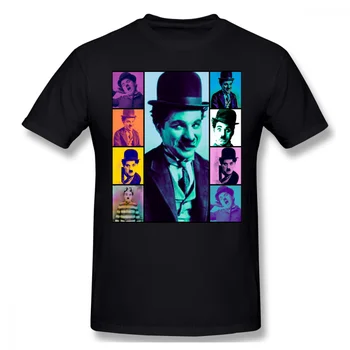 Chaplin Komiksų Veikėjas Individualumą T-Shirt Charlie Šypsosi Crewneck Medvilnės Vyrams