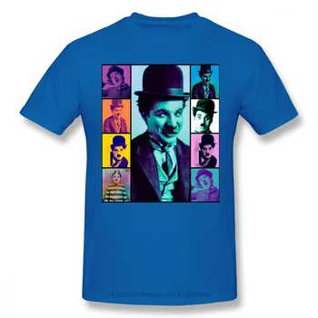 Chaplin Komiksų Veikėjas Individualumą T-Shirt Charlie Šypsosi Crewneck Medvilnės Vyrams
