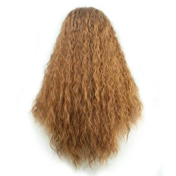 Charizma Afro Garbanoti Perukai Ilgi Plaukai Glueless Sintetinių Nėriniai Priekiniai Šviesiai Rudos spalvos Perukas Perukai Moterims, Cosplay Perukai