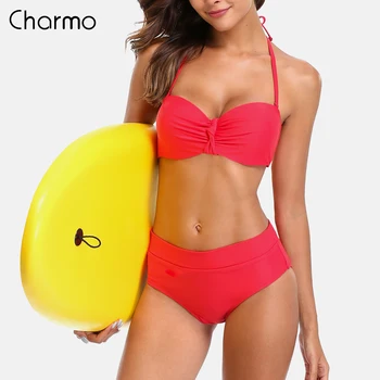 Charmo Moterų Bikini Nustatyti Žemas Juosmens maudymosi kostiumėlį, maudymosi kostiumėliai, atgal Tvarstis Bikini Sexy Push Up Derliaus Maudymosi Kostiumą, svogūnai-mazgas Paplūdimio