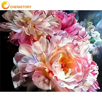 CHENISTORY 50x65cm Įrėminti Naftos Tapybos Numeriai Suaugusiems HandPainted Pink Gėlių Dažų Nuotrauka Skaičius 