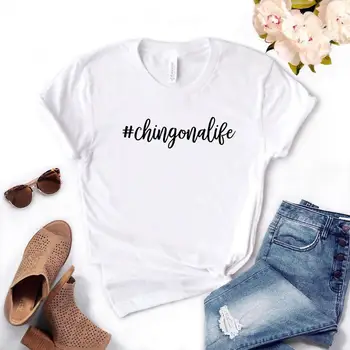 # Chingona Gyvenimo Spausdinti Moterų marškinėlius Medvilnės Atsitiktinis Juokingi marškinėliai Dovanų Lady Yong Mergina Viršuje Tee 6 Spalvų-1075