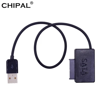 CHIPAL 10VNT USB 2.0 Mini Sata II 7+6 13Pin Adapteris su LED Indikatoriumi Nešiojamojo kompiuterio CD-ROM Slimline Ratai Konverteris HDD Caddy