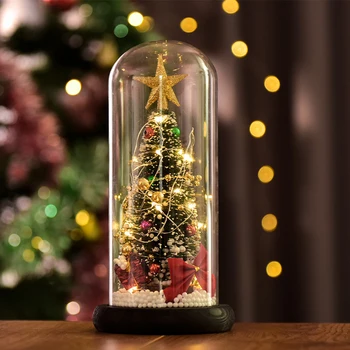 Chirstmas Medžio LED Crystal Ball 3D Lempa USB Naktį Šviesos 2021 Kalėdų Dovana Kalėdų Dekoracija Namuose LED Pasakų Styginių Šviesos