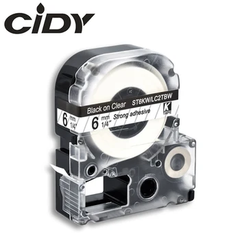 CIDY 6mm Black Clear ST6KW / LC-2TBW9 LC-2TBW LC 2TBW LC2TBW suderinama etiketės juostos kingjim spausdintuvai LW300 LW400