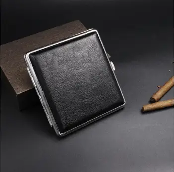 Cigarečių dėžutę 20 rinkinių, kūrybinė asmenybė apversti metalo, odos, modelio nešiojamas vyrų rūkymo nustatyti cigarečių dėžutė verslo dovanų dėžutėje