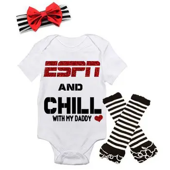 Citgeett naujagimiui Mergaičių drabužių rinkinį, ESPN ir Chill Mano Tėtis Romper Jumpsuit Kojų Šildytuvus Lankelis Apranga