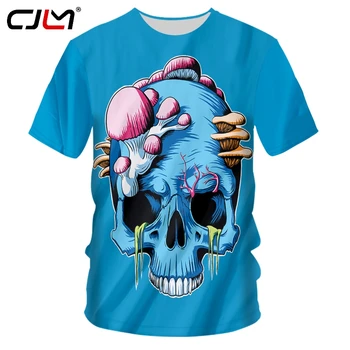 CJLM Naujas 3D Blue Kaukolė Žmogus, O Kaklo Marškinėlius Spausdinti Baisu Smegenų Modelis Mens Hip-Hop Tee Marškinėliai Karšto Pardavimo Unisex marškinėliai Rekomenduoti