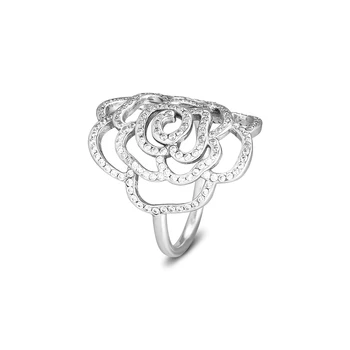 CKK Didelės Rožės Žiedas 925 Sterlingas Sidabro Aišku, CZ Vestuvių Originalus Žiedai moterims, Sidabras 925 anillos mujer Fine Jewelry