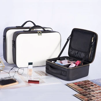Clapboard Kosmetikos Krepšys Oda Professional Make Up Box Didelės Talpos, Sandėliavimo Rankinėje Kelionės Įterpti Tualetinių Reikmenų Makiažas Lagaminas