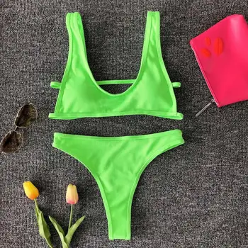 Colysmo Neon Elastingumą Seksualus Bikini 2020 Kietas Push Up Bikinis Paminkštinta Liemenėlė Maudymosi Kostiumėliai Moterims Aukšto Juosmens Maudymosi Kostiumėlis Triangle Biquini