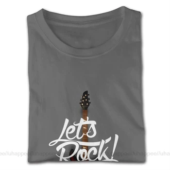 Cool Marškinėliai Dizaino Gitara, Bosinė Let ' S Rock Tee Vyrų s Padaryti Savo Trumpą Rankovėmis Juoda O Kaklo Marškinėliai