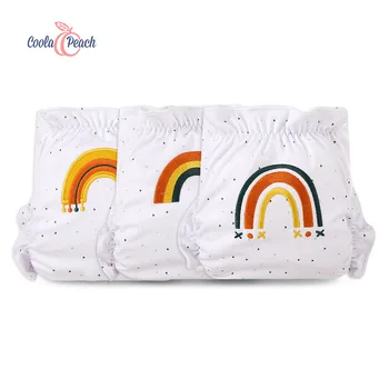 Coola Persikų Reguliuojamas Plaunamas ir Daugkartinio naudojimo Rainbow Serijos Kišeninės Sauskelnės 3 - 15Kg Kūdikiams