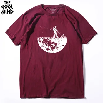COOLMIND MO0118A o-kaklo, medvilnės megzti vasaros gatvės stiliaus atsitiktinis trumpomis rankovėmis vyrams marškinėliai cool laisvus marškinėlius vyrų t-shirt