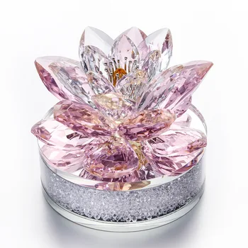 Crystal Lotus Flower su Deimantu, Figūrėlės Stiklo Prespapjė Automobilių, Namų Dekoro Ornamentą Gimtadienio, Vestuvių Dovana, Fengshui Amatų