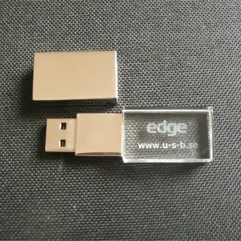 Crystal USB Pendrive USB 2.0 Flash Su dėžute LED Šviesos Logotipą Clef Usb Vestuvių Dovaną, 4gb 8gb 16GB 32GB (virš 10vnt Nemokama Logo)
