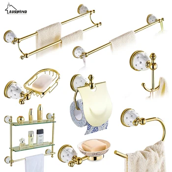 Crystal vario ir aukso sienos kabo keraminės vonios kambario produktai, vonios kambarys aparatūros reikmenų rinkinys