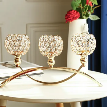Crystal Vestuvių Žvakidės Europos Stiliaus Aukso, Sidabro, Stiklo, Metalo trigalvis Namuose Šalis Darbastalio Apdaila Ornamentu Amatai