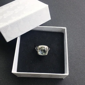 CSJ Elegantiška žalia ametistas žiedas pagalvėlė cut12mm akmeniniai žiedai 925 sterling silver bauda papuošalai moterims mergina su dovanų dėžutė