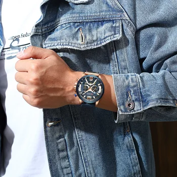 CURREN Sporto Žiūrėti Vyrų Prabangos Žiūrėti Chronograph Watch Vyrų Odos Karinės Kvarco Vyrų Laikrodis atsparus Vandeniui Vyrų Relojes