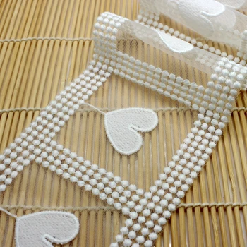 Cusack 3 metrų 8 cm Nėrinių Apdaila Baltos spalvos Tinkleliu Siuvinėta Juosta ŠIRDIES Dress Kostiumai Kaspinai, Nėriniai Audinio Siuvimo Reikmenys