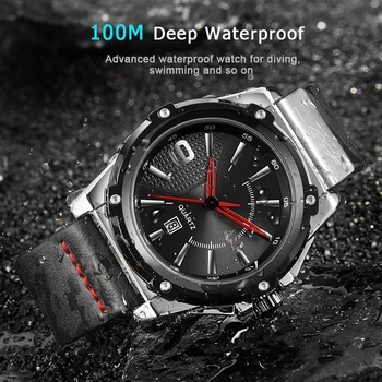 Cusoul Vyrų Mados Laikrodžiai Kvarciniai Laikrodžiai 100M Vandeniui Atsitiktinis Laikrodžius Paprasta Stiliaus Kalendorius Laikrodžiai Odinis Dirželis Žiūrėti