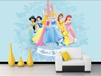 Custom 3D freskomis,gražus saldus animacinių filmų Princesė gyvenamasis kambarys su sofa-lova, TV wall vaikų miegamojo sienos popieriaus