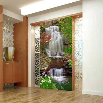 Custom Sienų Tapetai, 3D Klasikinio Stiliaus Miško Krioklių Kraštovaizdžio Siena Lipdukas 3D Lipnios Vandeniui Vonios kambarys Tapetai