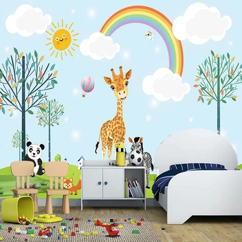 Custom Sienų Tapetai, 3D Mielas Animacinių filmų Gyvūnų, Vaikų Kambario Foną Sienų Dekoras vaiko Sienų Tapybos Papel De Parede Infantil