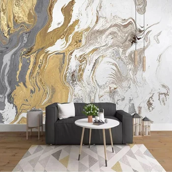 Custom Sienų Tapetai Šiuolaikinio Abstraktaus Šviesos Prabangos Meno 3D Aukso Kraštovaizdžio Sienų Tapybos Gyvenamasis Kambarys su Sofa-lova, TV 3D Namų Dekoro