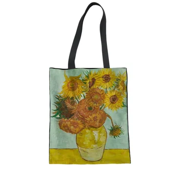 Customzied Klasikinis Drobės Rankinė, Pirkinių Krepšys Mergina Ekologinio Daugkartinio naudojimo, Sulankstomas Moterų Pečių Maišą Vincent van Gogh Žvaigždėtą Naktį Spausdinti