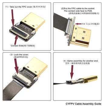 CYFPV HDMI suderinamus Type A Male HDMI-suderinama Vyrų HDTV FPC Plokščias Kabelis, skirtas FPV HDTV Multicopter Oro 20cm 50cm