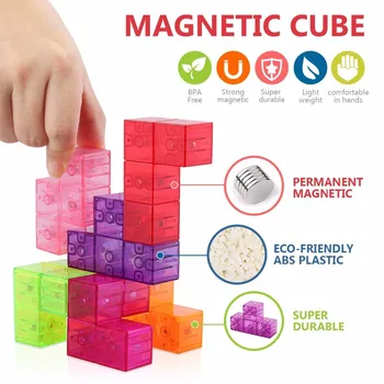 D-FantiX 3x3 Magnetinio Kubo Blokai 3D Magnetas Plytelių 7Pcs Nustatyti Įspūdį Greitis Kubas 3x3x3 su 54pcs Vadovas Korteles Žvalgybos
