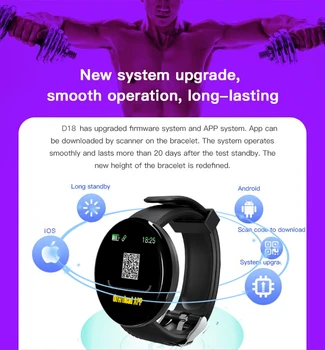 D18 Sporto Smartwatch Vyrų 2020 Vandeniui Pedometer Aktyvumo Seklys Fitneso Žiūrėti Su Nuotolinio Slėgio Matavimo Laikrodis