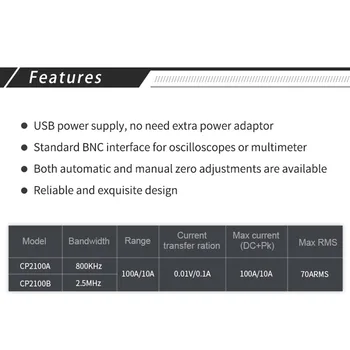 Dabartinis Zondas Skaitmeninis DC BNC Uosto Mini Apkabos, Plačiai naudojamas USB Powered 10A 100A Elektros Skaitiklis Oscilloscope Priedų Bandymai