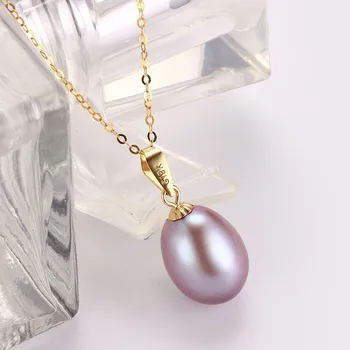 Dainashi kilnus ir prabangus 18K aukso realus fizinis balta/rožinė/violetinė perlų pakabučiai su grandinės bauda papuošalai moterims, dovanos