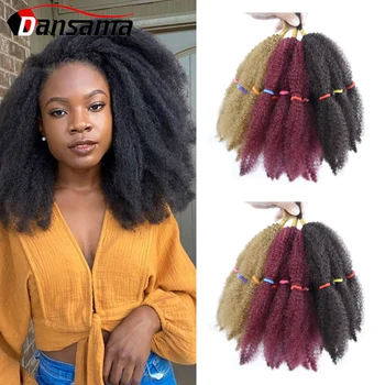 Dansama Afro keistą Urmu Twist Nerijos Culry Nėrimo Kasytės, Plaukų Pratęsti 14 Colių Sintetinių Ombre Plaukų Kasytės Juoda Moterų