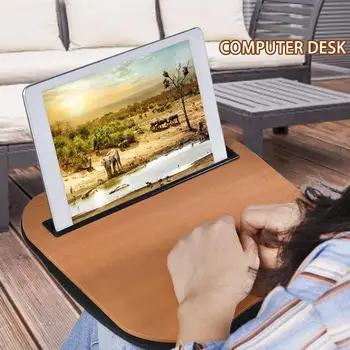 Daugiafunkcinis Juosmens Stalas Portable Nešiojamas Kompiuteris Tablet Bambuko Kompiuterio Stalas Rašomasis Stalas Su Telefono, Planšetinio Kompiuterio Laikiklį, Skirtą 