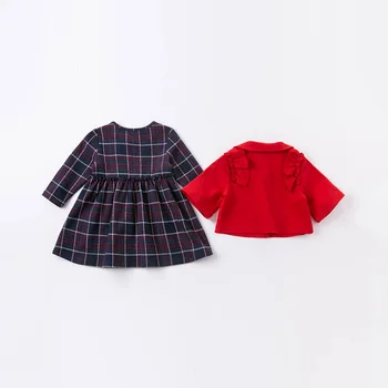 DBM14386 dave bella rudenį kūdikių mergaičių mados ruched pledas drabužių rinkiniai vaikams mielas komplektai vaikams 2 vnt kostiumas