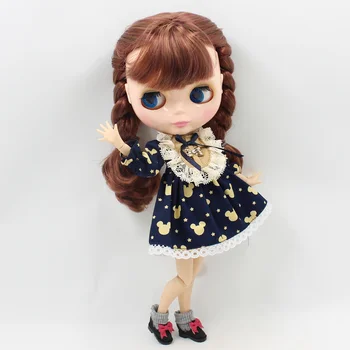 DBS blyth ledinis 1/6 lėlės drabužiai ruda mėlyna apranga lolita dress žaislų mergina dovana