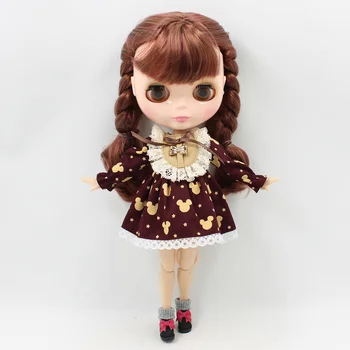 DBS blyth ledinis 1/6 lėlės drabužiai ruda mėlyna apranga lolita dress žaislų mergina dovana
