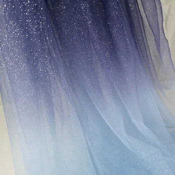 Deep Blue Gradient Nėrinių Audinio Mados Vakarą/Vestuvių Suknelė Tinklelio Nėriniai 