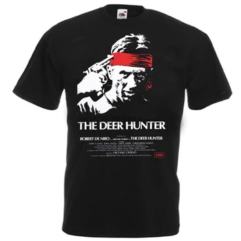 Deer Hunter Filmo Plakatas T Shirt Juoda Visų Dydžių Stilius Derliaus Tees Trumpas Rankovės Juokinga