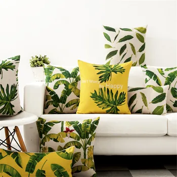 Dekoratyvinis mesti pagalvės užvalkalą kvadrato formos housse de coussin coussin de salonas tropikų žaliųjų augalų medvilnės skalbiniai pagalvėlė padengti