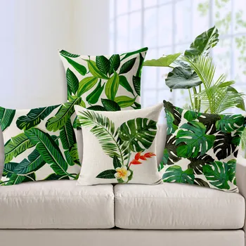 Dekoratyvinis Mesti Pagalvės užvalkalą Padengti Atogrąžų Žalieji Augalai, Palmės Lapų Lapų Pagalvėlė Padengti Sofa Namų 