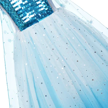 Deluxe Blizgučiais Elsa Suknelė Mergaitėms Sniego Karalienė 2 Cosplay Kostiumų, Suknelių Princesė Animacinių filmų Snaigės Chalatai su Apsiaustu Išgalvotas Vestido